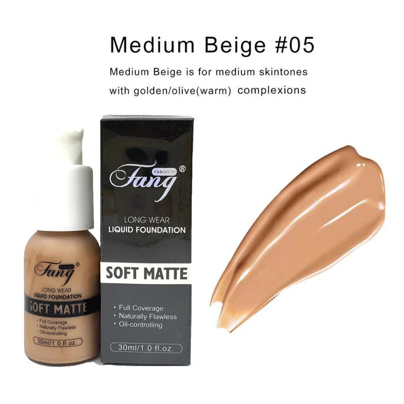 Matte Liquid Foundation with SPF - Oil Control Waterproof Full Coverage Base Makeup