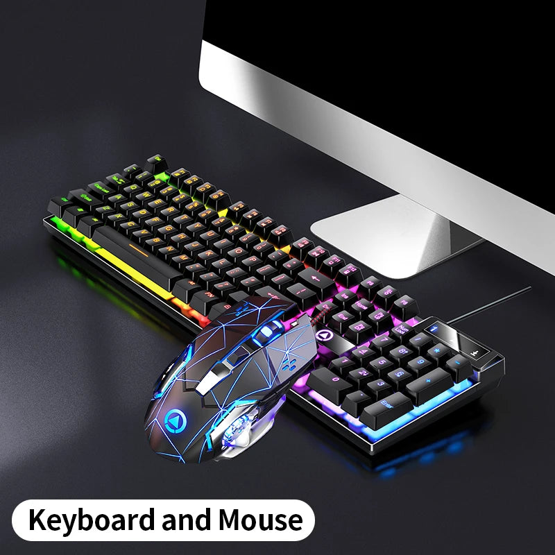 Wired Backlit Mechanical Feel Gaming & Office Keyboard Mouse Set for Desktop & Laptop