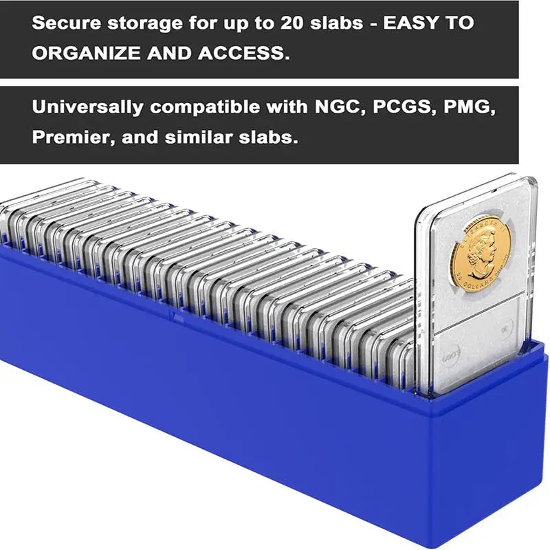 Plastic Coin Slab Holder Storage Box Case for Collectors 20 Slots Organizer