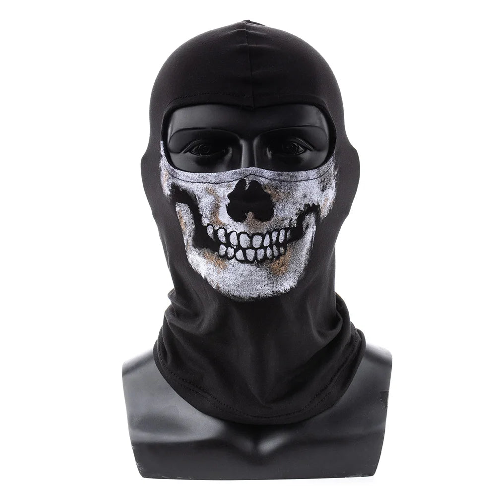 Ghost Skull Balaclava Face Mask for Cosplay & Gaming - Elastic Spandex, Mesh Eye Cover