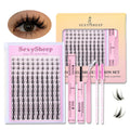 DIY Eyelash Extension Set False Eyelashes with Bond Seal Remover Tweezers - Natural D Curl Group