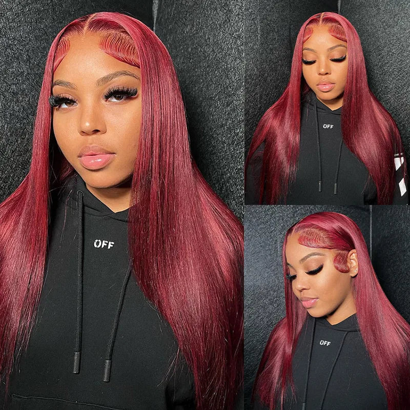 Colored HD Lace Front Wig Human Hair 13x6 PrePlucked Straight 200% Density