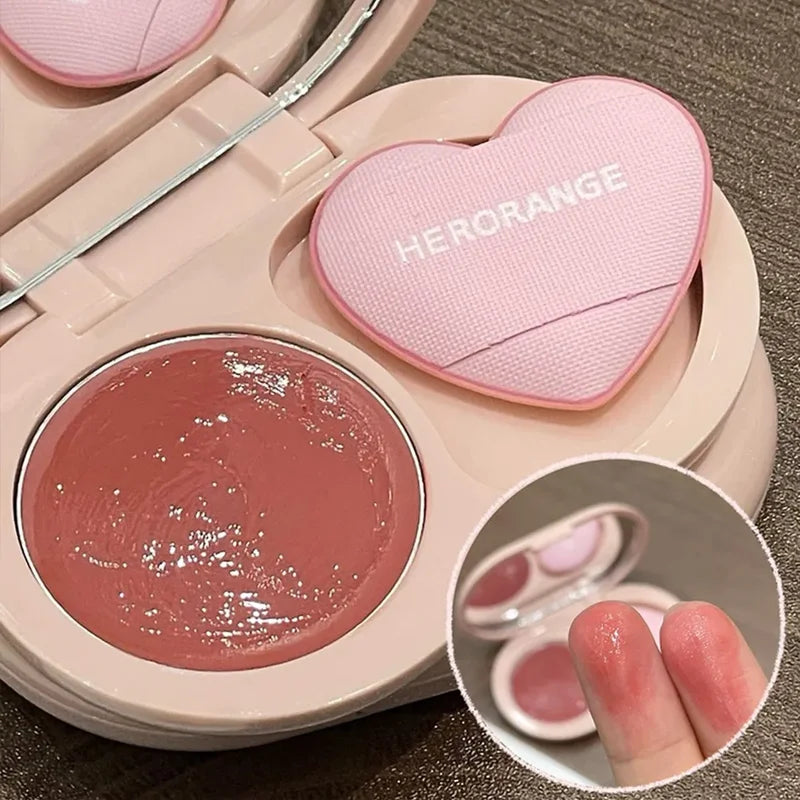 2-in-1 Lip & Cheek Makeup Palette Water Light Blush with Puff - Multiple Colors