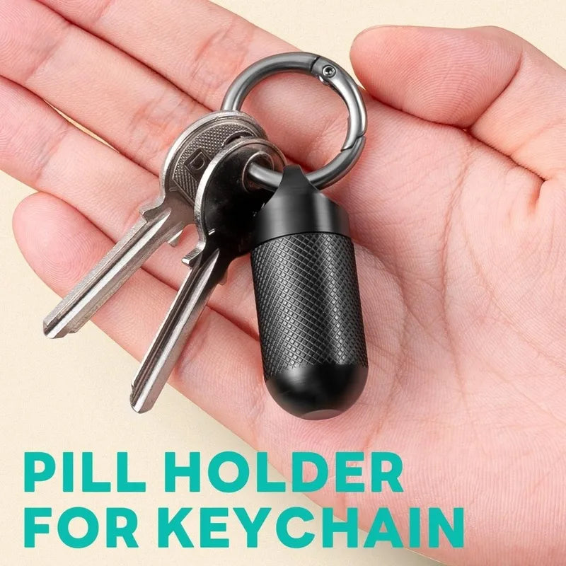 Metal Pill Keychain Container Moisture-Resistant Durable Portable Travel Dispenser