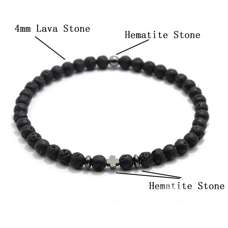 Men's Hematite Beaded Bracelet 4mm Strand Yoga Meditation Jewelry