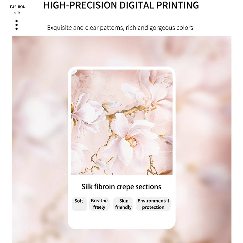 Women Silk Scarf with Floral Design - Sun Protection & Beach Wrap