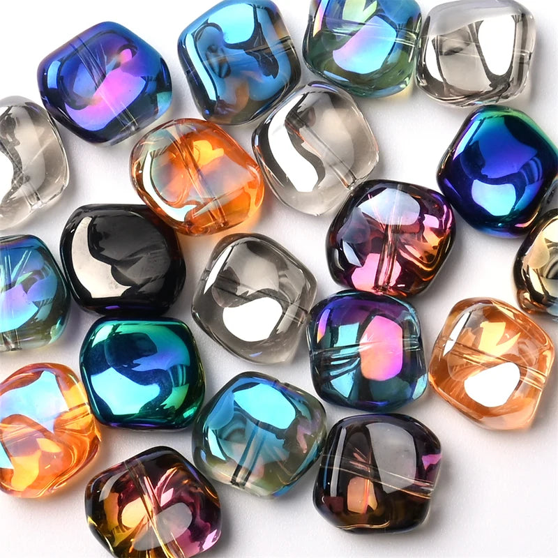 20Pcs Irregular Glass Beads for Jewelry Making - Rainbow AB Crystal Mix