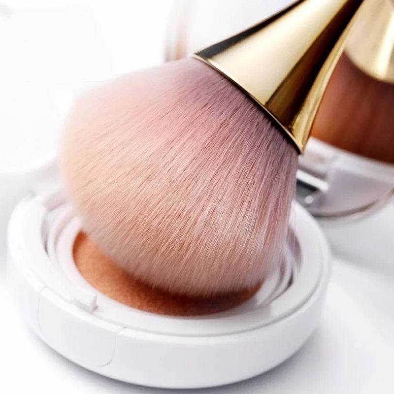Rose Gold Powder Blush Makeup Brush Set with Soft Hair for Cosmetics and Nail Dust Cleaning