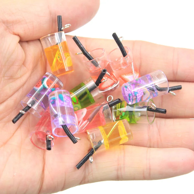 15pcs Fruit Charm Set for Jewelry Making Lemon Orange Grape Strawberry Kiwi Pendants DIY Crafts