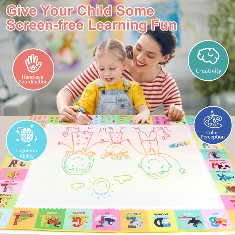 Reusable Water Drawing Mat for Kids 80x100cm Educational Art & Doodle Toy