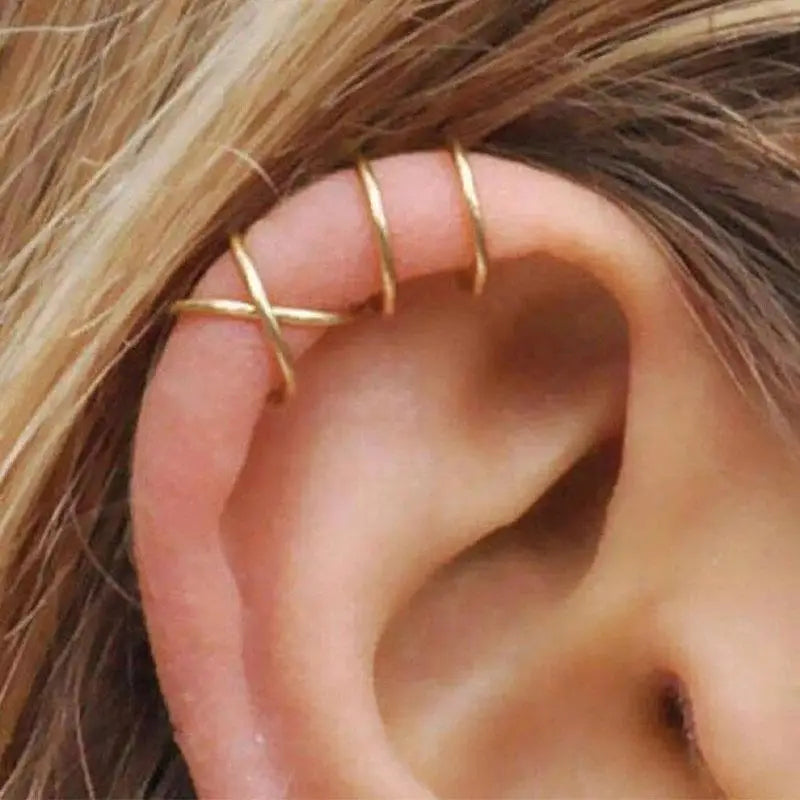 Fake Piercings Set - Lip, Nose, Eyebrow Hoop and Snake Bites Jewelry