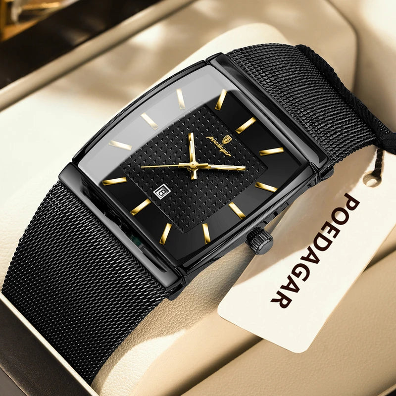 Luxury Men’s Waterproof Luminous Stainless Steel Mesh Watch - Business Quartz