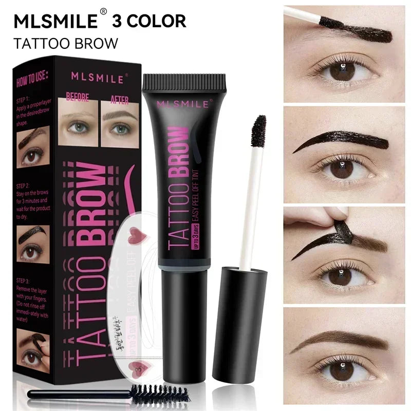 Waterproof Semi-Permanent Eyebrow Gel - Long Lasting Tint & Peel Off Makeup