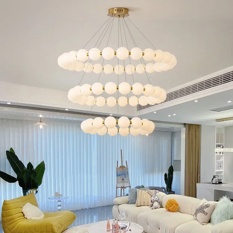 Nordic Ring LED Chandelier Light Fixture for Living Room & Bedroom - Modern Pendant Lamp