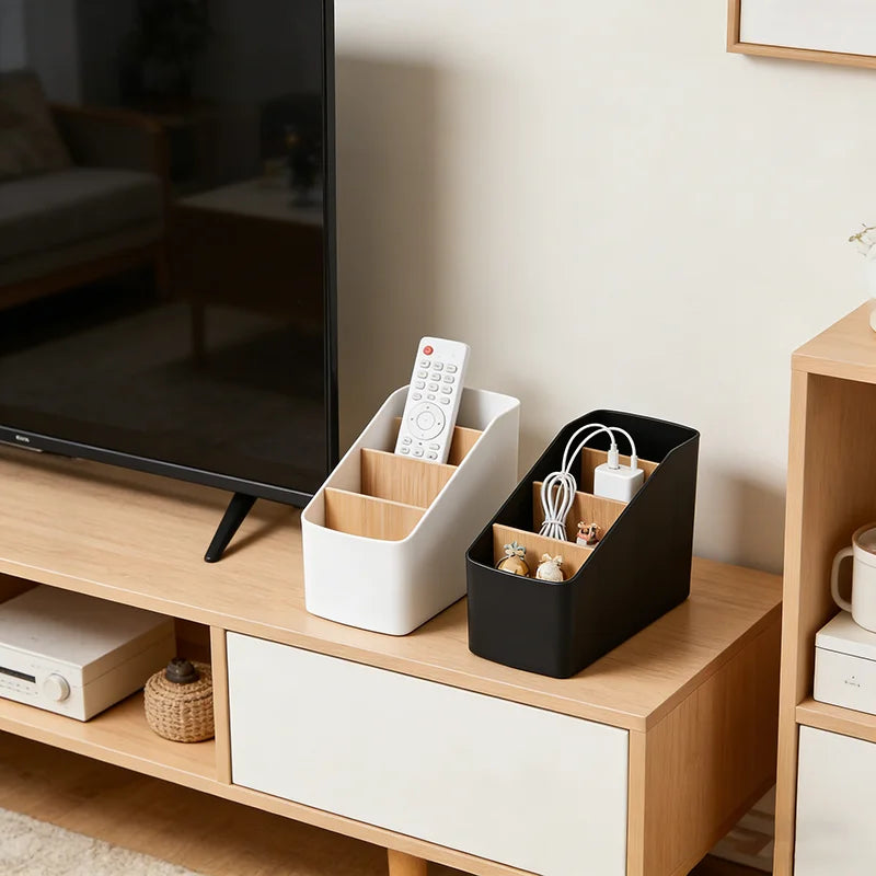 Desktop Remote Control Organizer Tabletop Storage Box for Living Room & Office