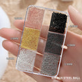 Mini Caviar Beads Nail Art Decorations Metal Micro Ball Set - Gold & Silver