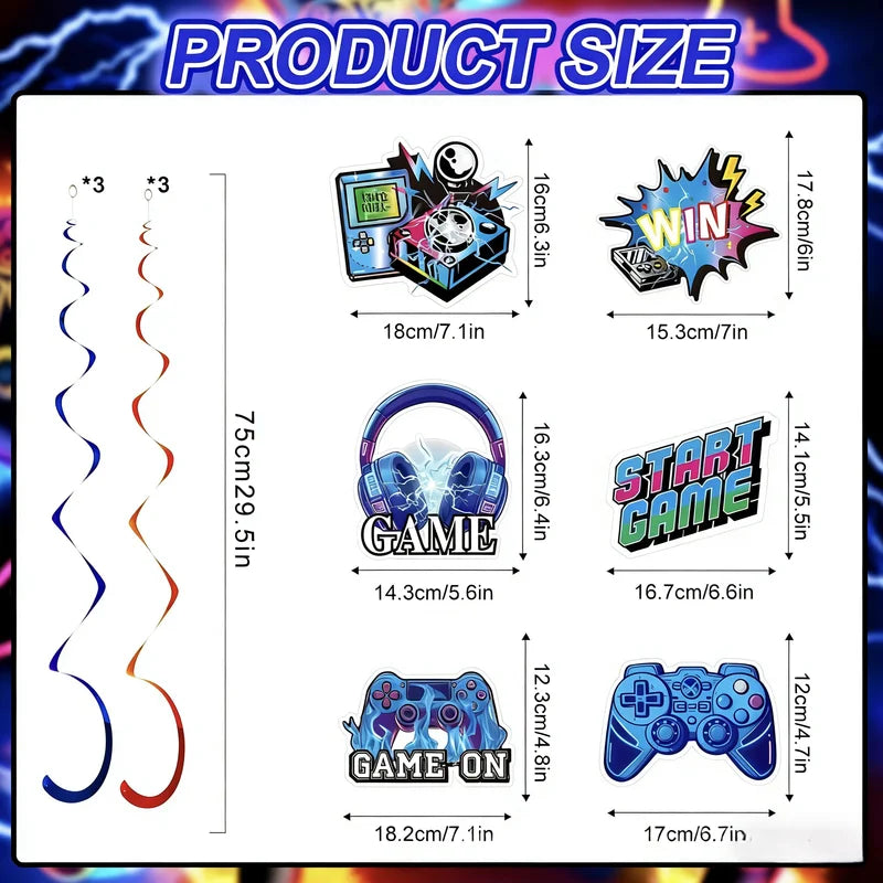 Neon Game Theme Birthday Party Decorations Hanging Pendant Controller for Game Console