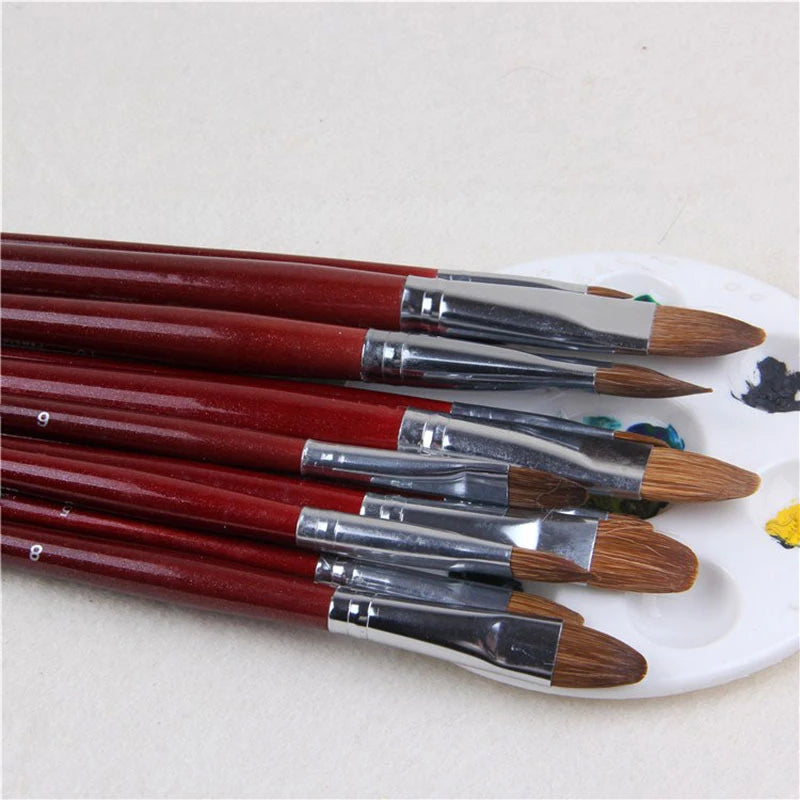 6pcs Art Painting Brush Set - High-Grade Weasel Hair for Acrylic & Oil Painting