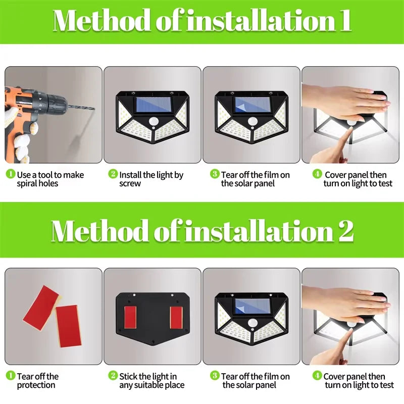 Multifunctional Solar Garden Light with Motion Sensor Waterproof Outdoor LED Spotlight