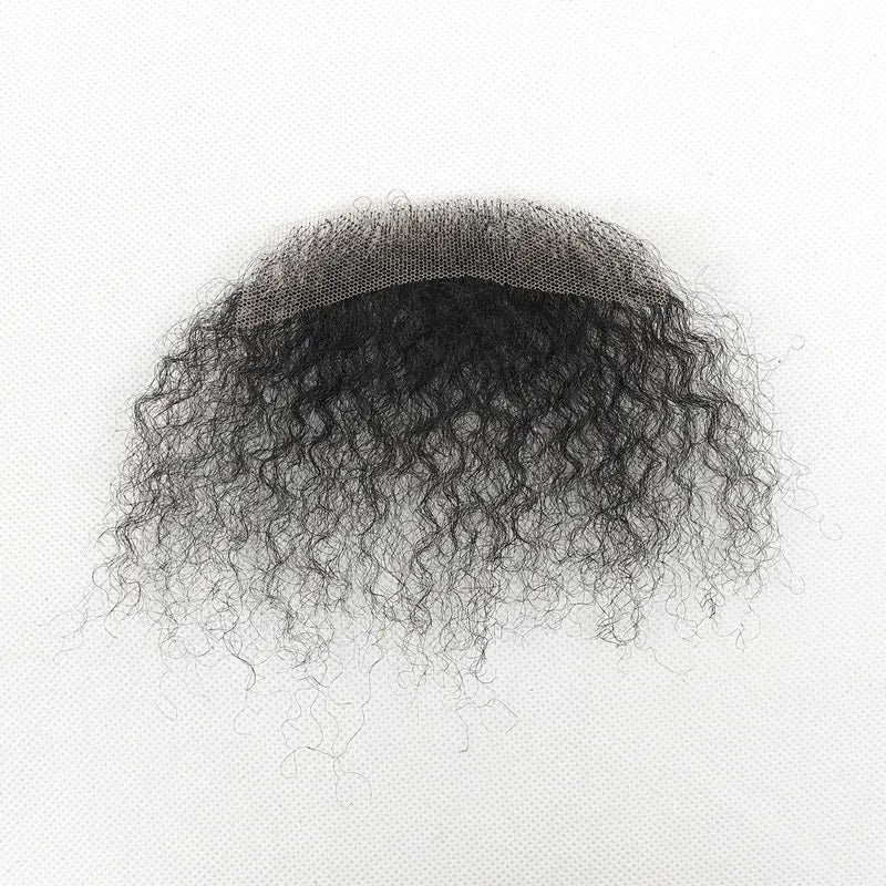 Black Afro Kinky Curly Fake Beard & Mustache for Men - Breathable Lace, Thick Facial Makeup