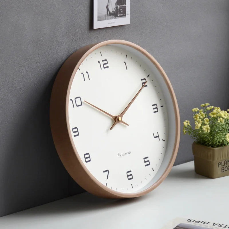 Nordic Style 12-Inch Wooden Wall Clock Modern Minimalist Quiet Living Room Decor
