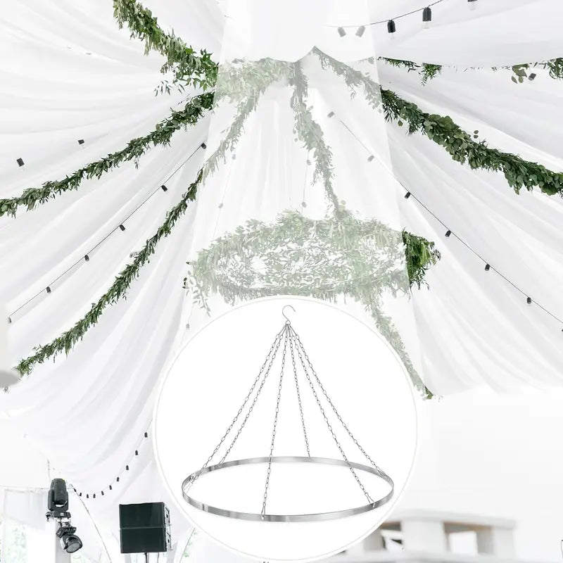 12/24 Inch Silver Metallic Ceiling Drape Kit for Weddings & Events - Hardware Included