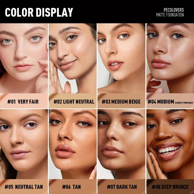 Matte Liquid Foundation - Oil-Control Waterproof Full Coverage for All Skin Tones