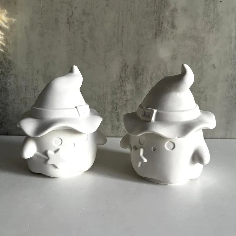 Halloween Wizard Hat Ghost Storage Box Silicone Mold Jewelry Candy Can Gypsum Tool
