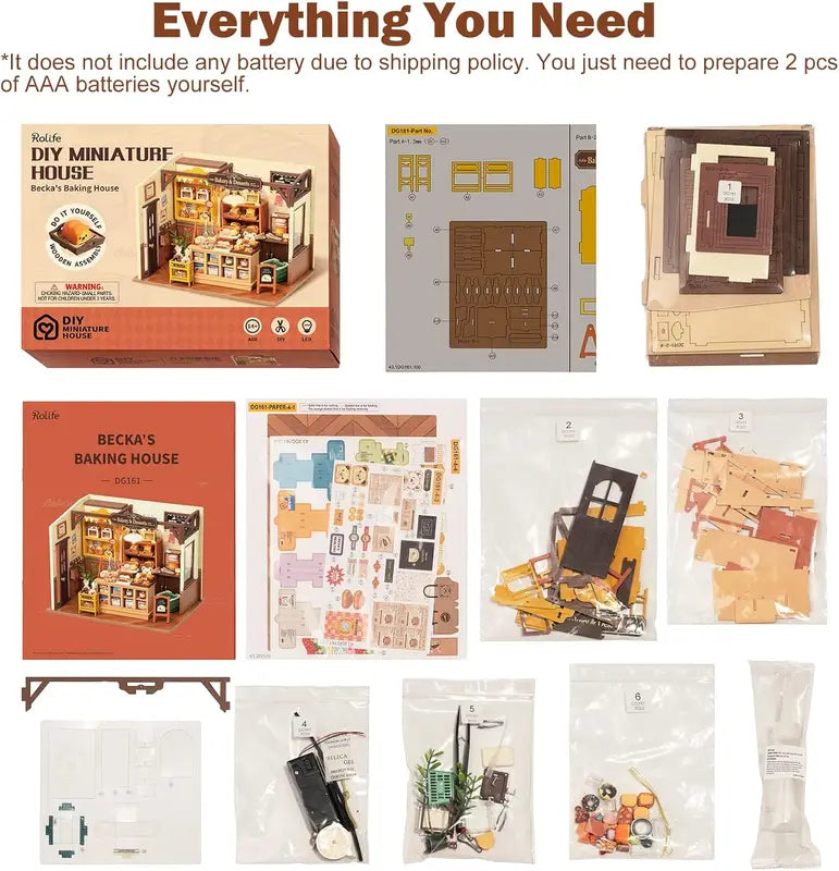 Miniature Dollhouse Kit Becka's Baking House - DIY Wooden Puzzle Decor Gift