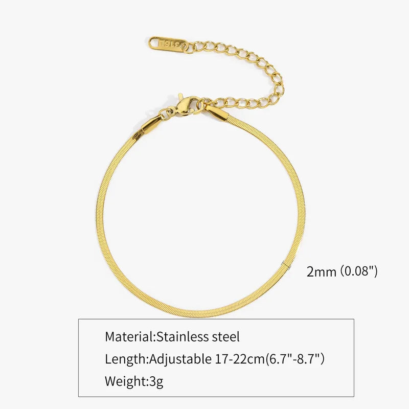Unisex Snake Chain Bracelet in Stainless Steel with Gold & Color Options