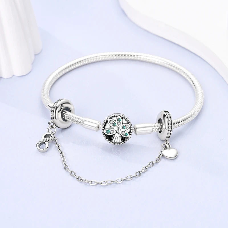 Safety Chain Clasp Clip Charms for Bracelets Sterling Silver Jewelry DIY Accessory