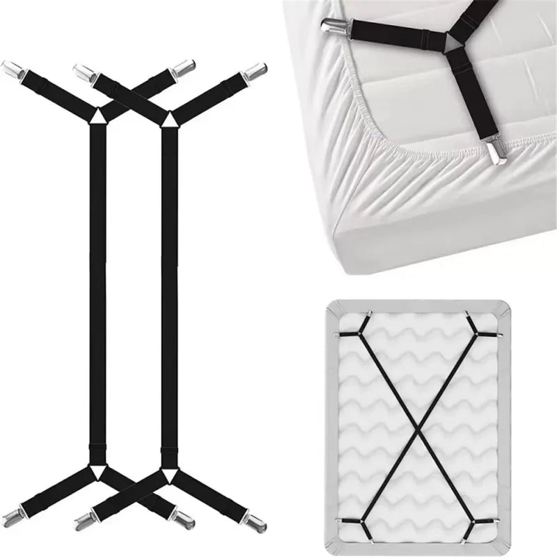 Universal Bed Sheet Fastener Straps Kit - Adjustable Non-Slip Clip Holders