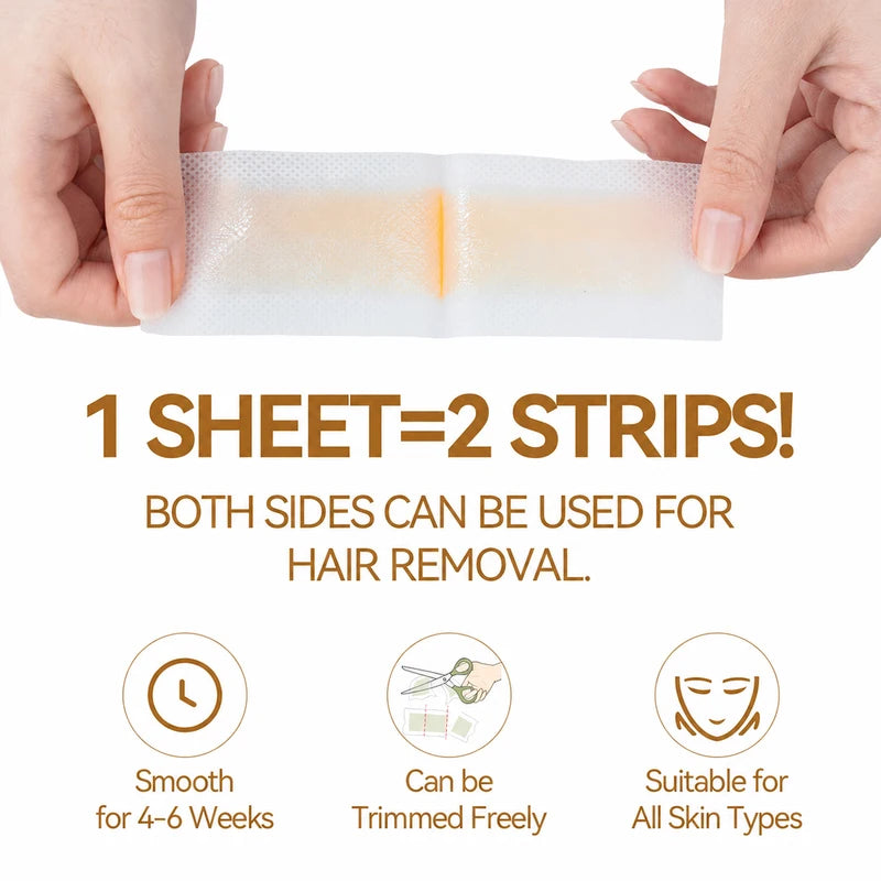 Honey Scented Double Sided Hair Removal Wax Strips Set for Face & Upper Lip