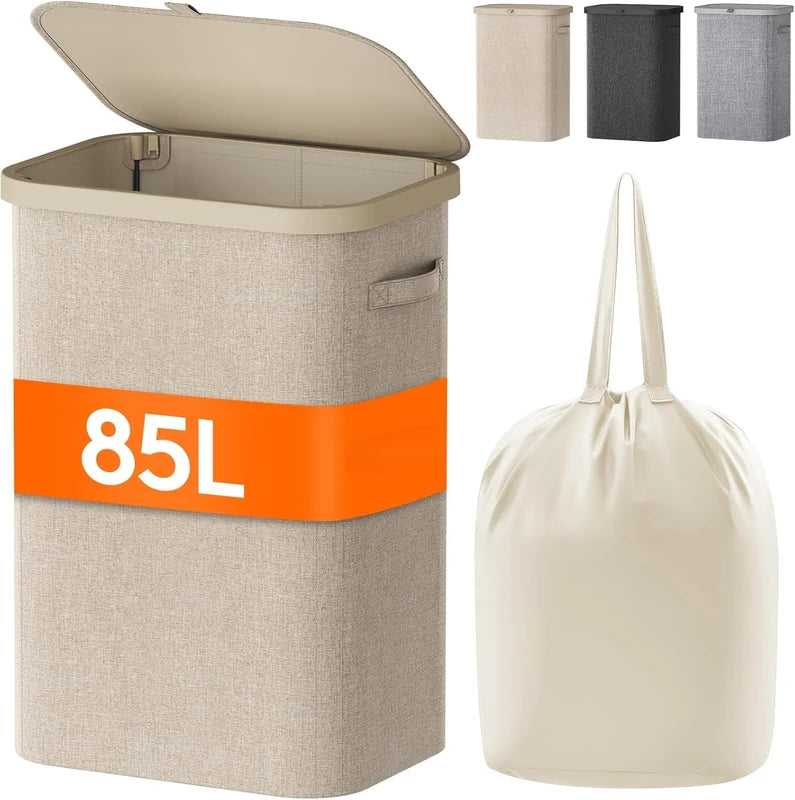 Laundry Basket with Wheels and Lid - Foldable Hamper for Bedroom Bathroom Dorm