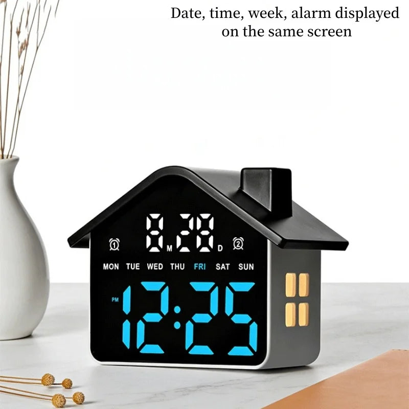 Voice Control Digital Alarm Clock with Night Light, Brightness Adjustment, 12/24H Display