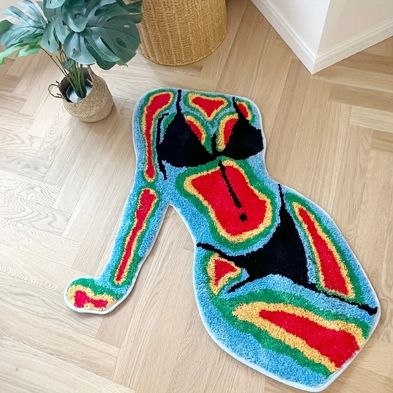 Irregular Body Shape Floor Mat - Non-Slip Waterproof Anti-Fouling Rug for Living Room & Bedroom