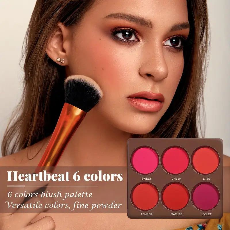 Waterproof Matte Blush Palette with 6 Colors - Natural Finish & Long-Lasting