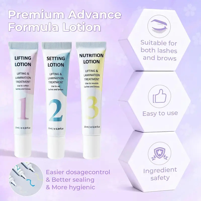 Eyelash Lift Kit 2-in-1 Eyebrow Lamination Set with Silicone Shields - Soft Formula