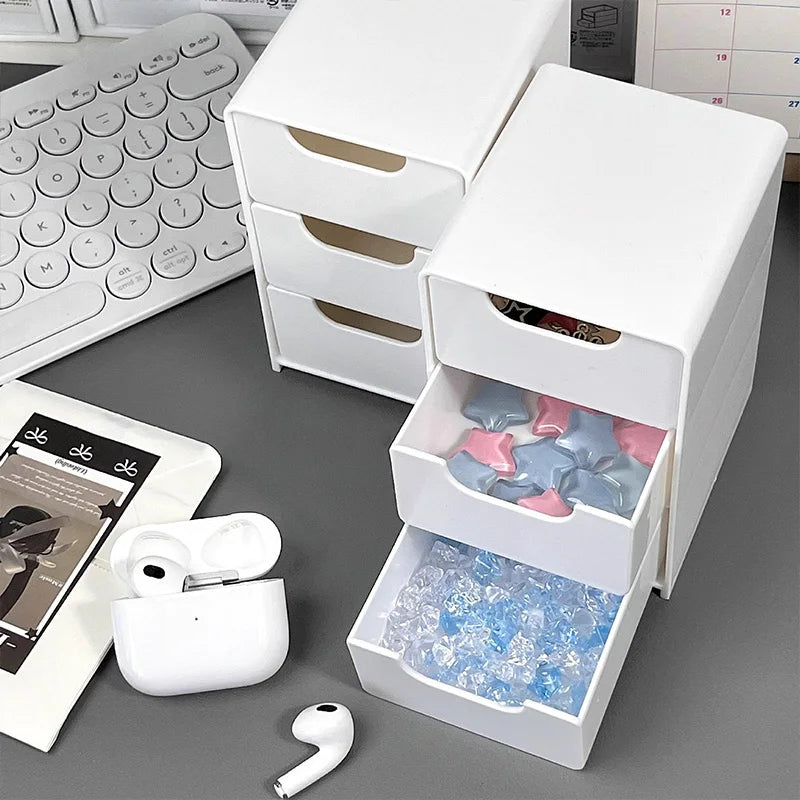 Desktop Jewelry Storage Box 3-Tier Organizer with Drawers, Large Capacity