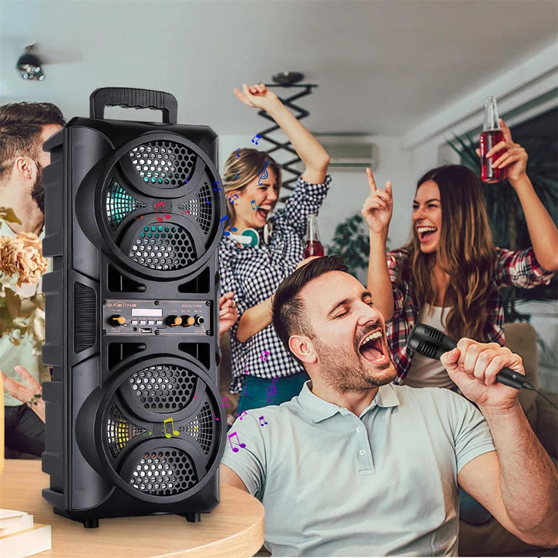 3000W Portable Bluetooth Karaoke Speaker with Dual 8-Inch Subwoofers and RGB Lights
