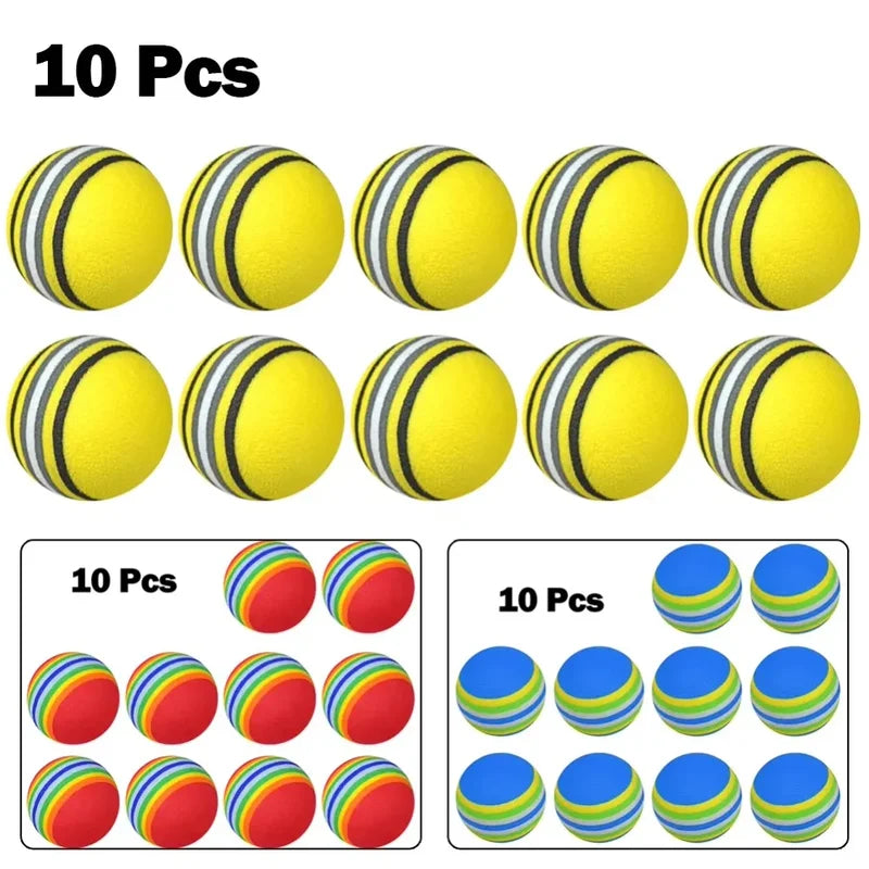 Golf Sponge Soft Rainbow Balls 10pcs Set - Swing Training Foam Balls