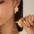 Minimalist Maple Leaf Stud Earrings for Women - Trendy Geometric Piercing Jewelry