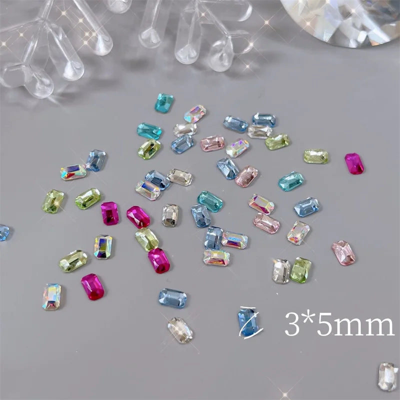 20pcs Colorful Heart Star Zircon Nail Charms Rhinestones 3D Kawaii Nail Art Decorations