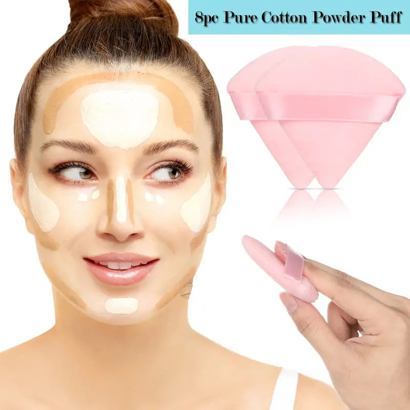 6 Pcs Makeup Powder Puffs Set - Soft Velour Triangle Face Sponges