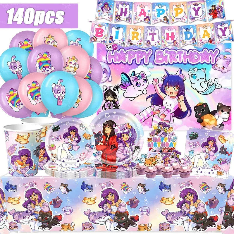 Aphmau Birthday Party Decorations Set - Balloons, Banners, Stickers & More