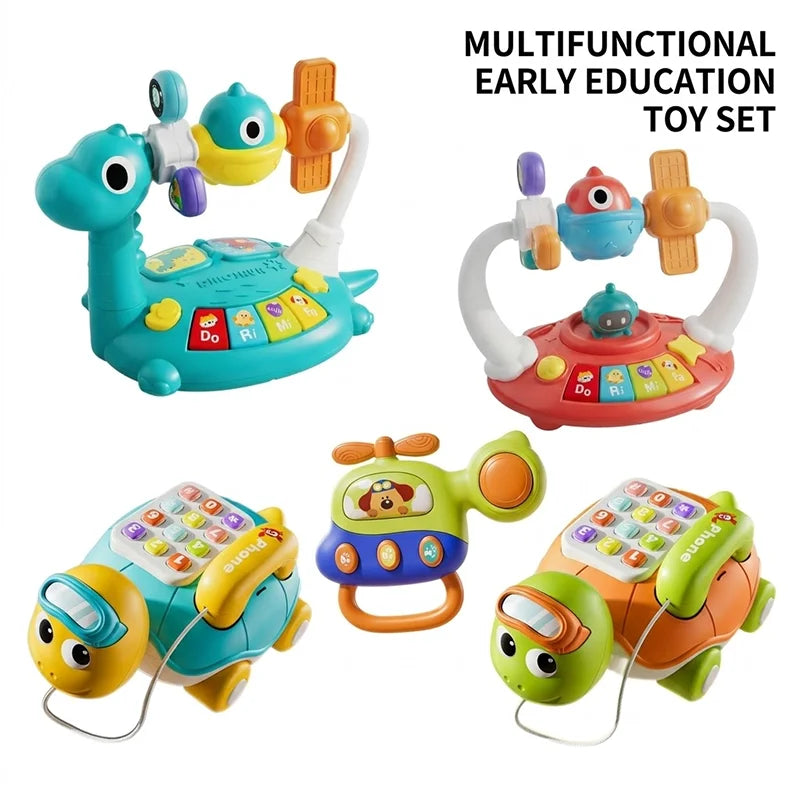 Multifunctional Baby Musical Toy Turtle Phone Electronic Piano Educational Toy for Toddlers