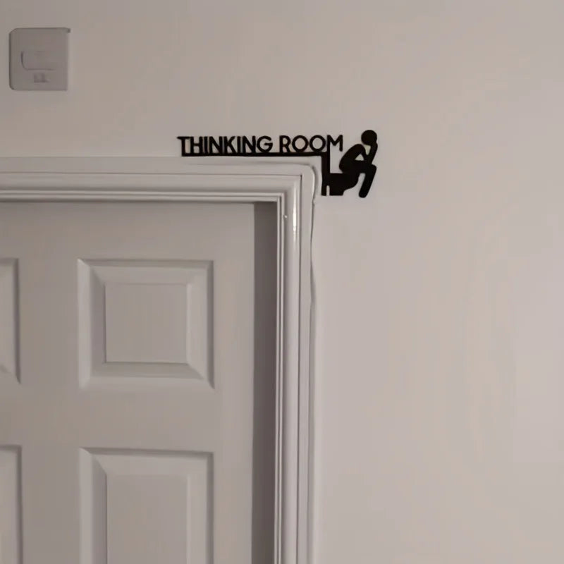 Funny Metal Bathroom Door Sign - Restroom Door Decoration Black Sign