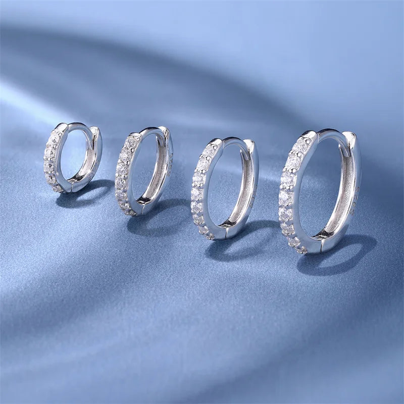 Sterling Silver Moissanite Hoop Earrings for Women Round Circle Jewelry
