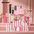Complete Face Makeup Set with Eyeshadow, Blush, Lipstick, Foundation & Brushes