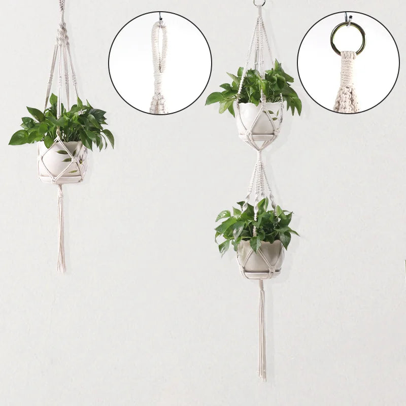Handmade Macrame Plant Hanging Basket Garden Pot Holder Wall Decor Rope
